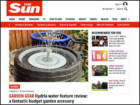 Hydria Water Feature Kit Reviewed by the Sun - hydria