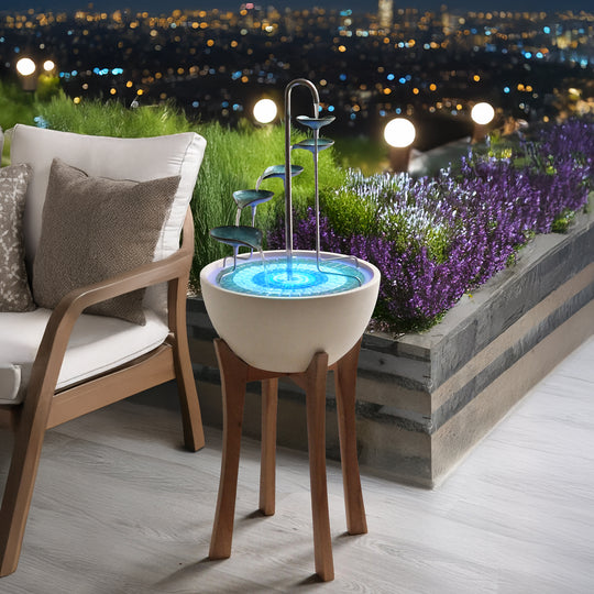 Leaf Cascade + Hardwood Stand - hydria