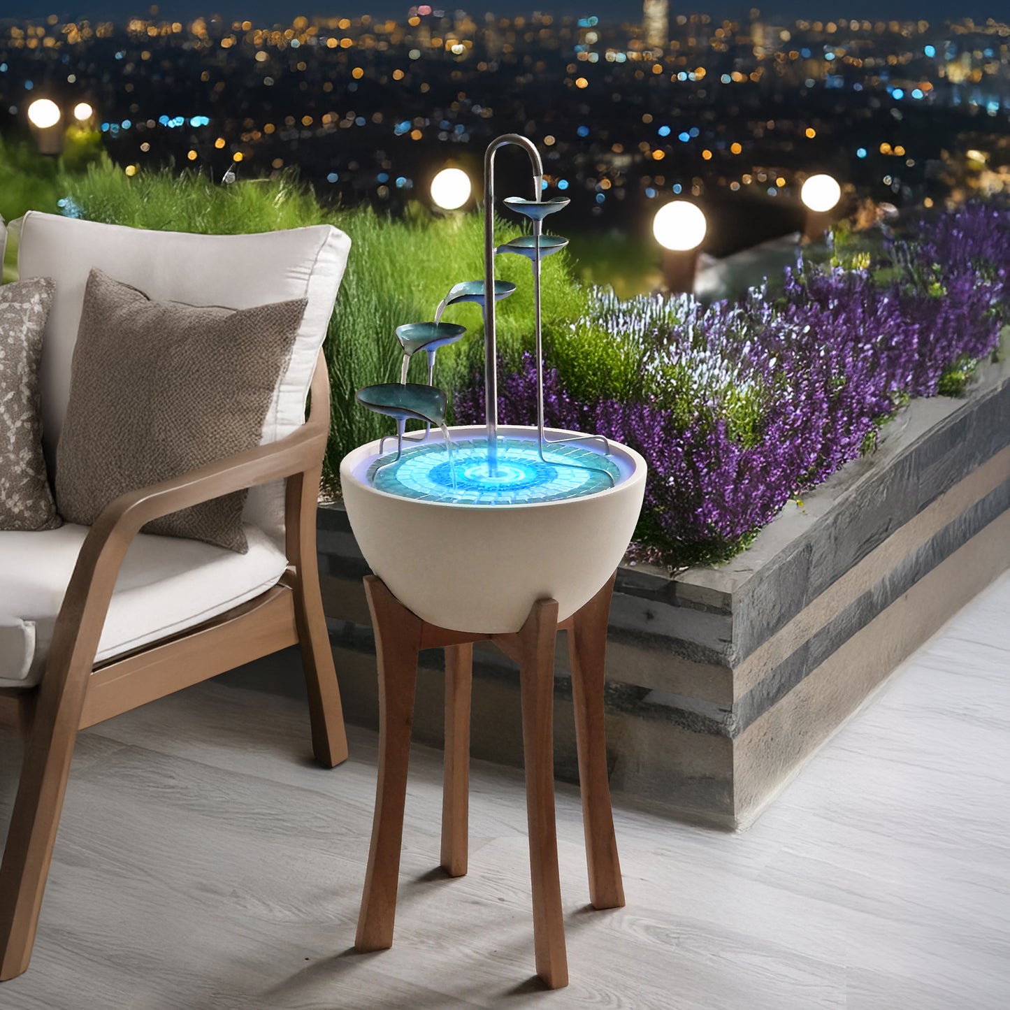 Leaf Cascade + Hardwood Stand - hydria