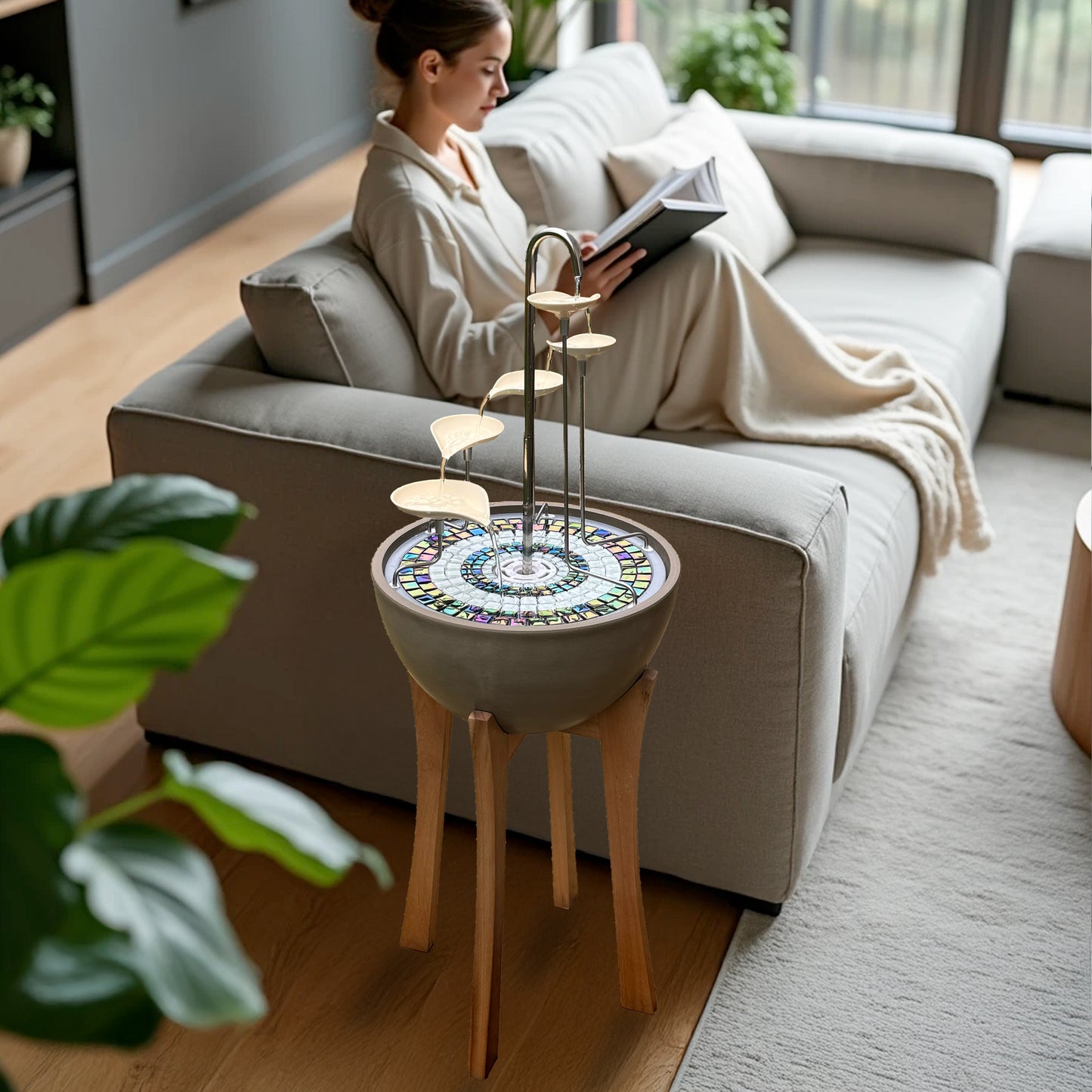 Leaf Cascade + Hardwood Stand - hydria