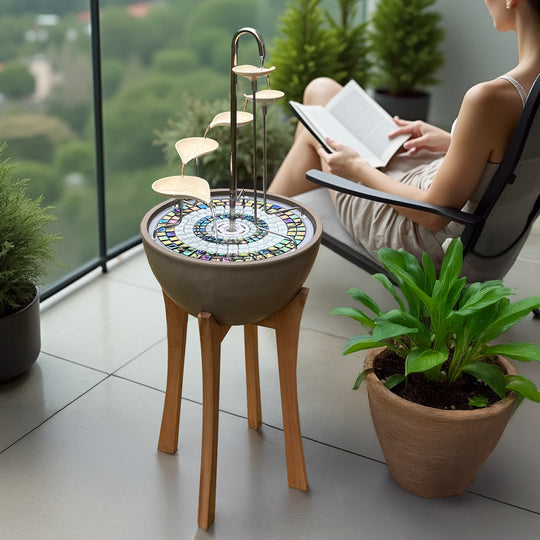 Leaf Cascade + Hardwood Stand - hydria
